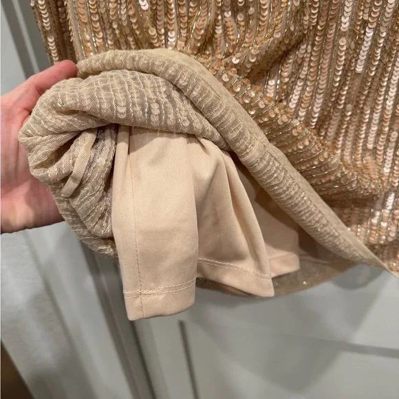 Mac Duggal Metallic Minidress Nude Size 10 Cocktail Collection EUC - Picture 7 of 10